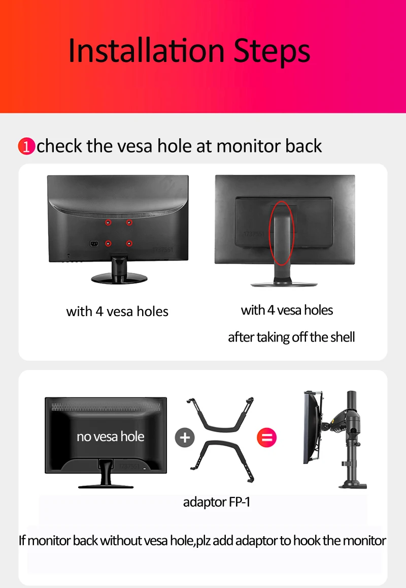 NB NEW H100 22-35' Monitor Holder Arm Gas Spring Full Motion LCD TV Mount 2-12kg Dual Arm Clamp Bracket