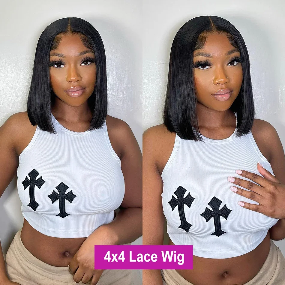 Brazilian Straight 13x4 HD Lace Front Wig Short Bob Human Hair Wigs Remy Hair for Black Women 4x4 Lace Closure Bob Wigs Cheap
