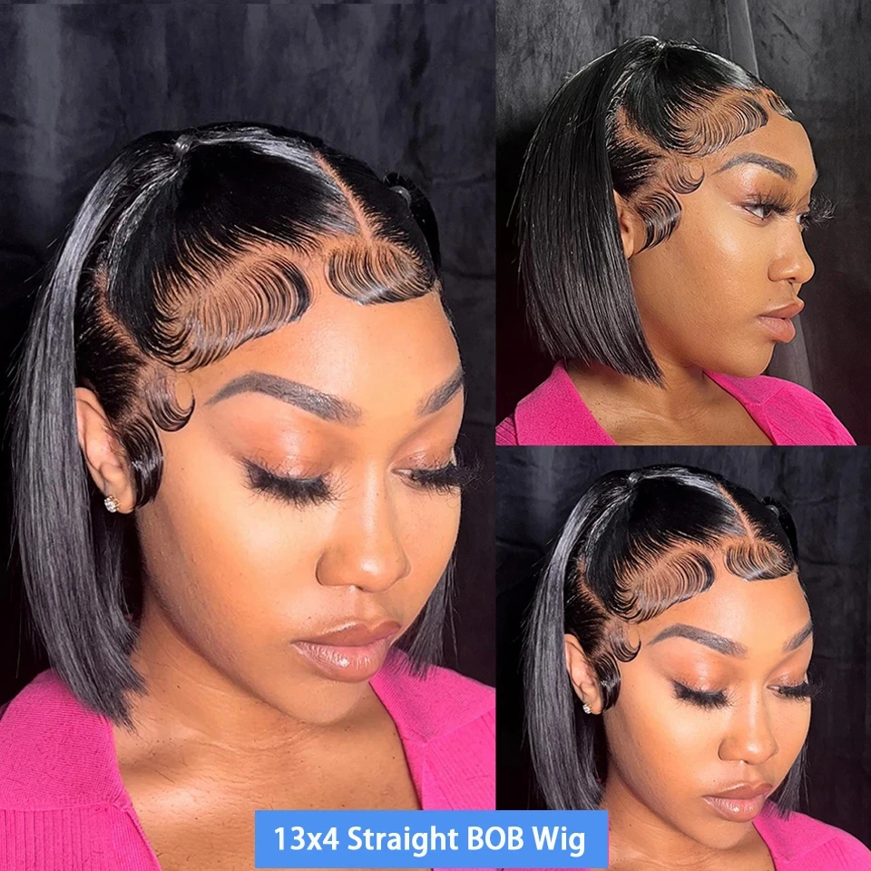 Brazilian Straight 13x4 HD Lace Front Wig Short Bob Human Hair Wigs Remy Hair for Black Women 4x4 Lace Closure Bob Wigs Cheap
