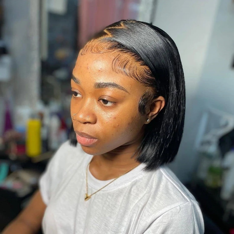 Brazilian Straight 13x4 HD Lace Front Wig Short Bob Human Hair Wigs Remy Hair for Black Women 4x4 Lace Closure Bob Wigs Cheap