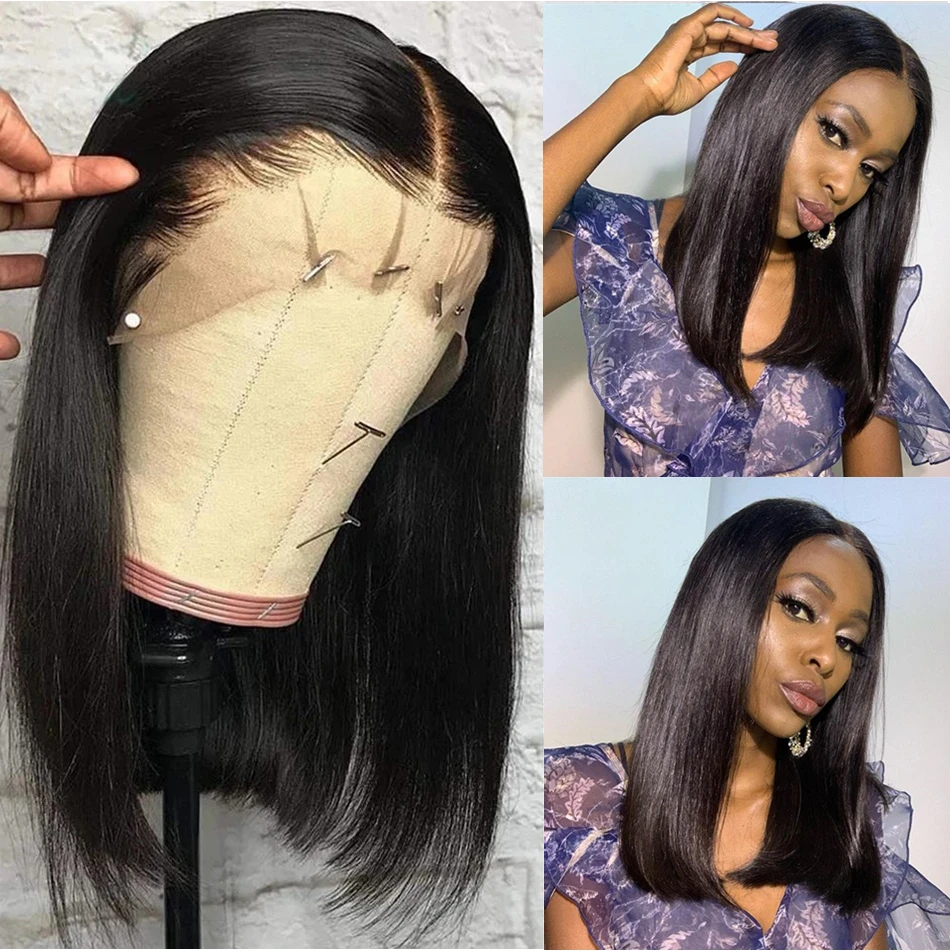 Brazilian Straight 13x4 HD Lace Front Wig Short Bob Human Hair Wigs Remy Hair for Black Women 4x4 Lace Closure Bob Wigs Cheap