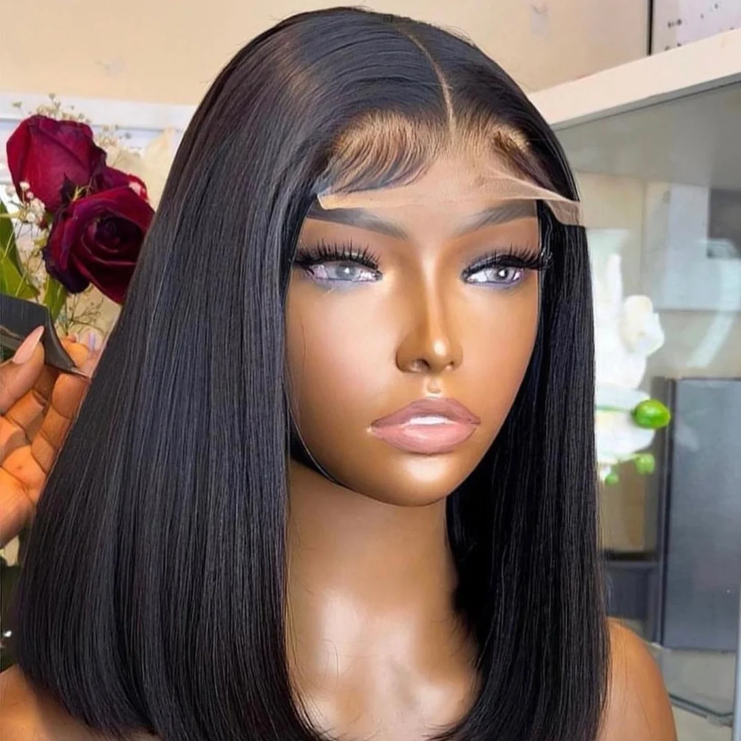 Brazilian Straight 13x4 HD Lace Front Wig Short Bob Human Hair Wigs Remy Hair for Black Women 4x4 Lace Closure Bob Wigs Cheap