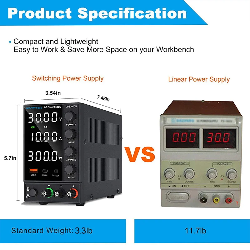 Adjust DC Power Supply Adjustable Lab Bench Power Source 30V 10A 5A 60V 5A AC Switching Stabilized Bench Source Wanptek DPS3010U