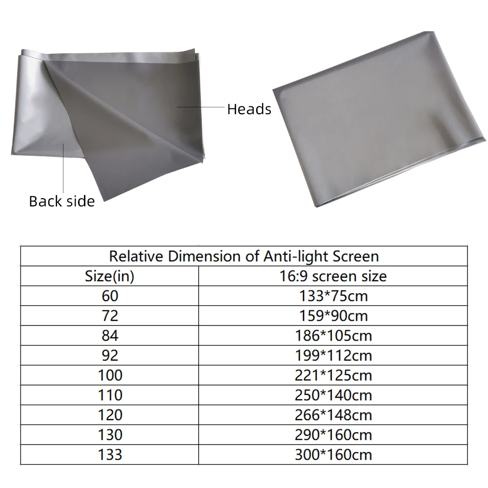 Veidadz Projector Screen 60-133 inch 16:9 Metal Grey Anti-light Portable Foldable Reflective Screen for Home Theater Home Party