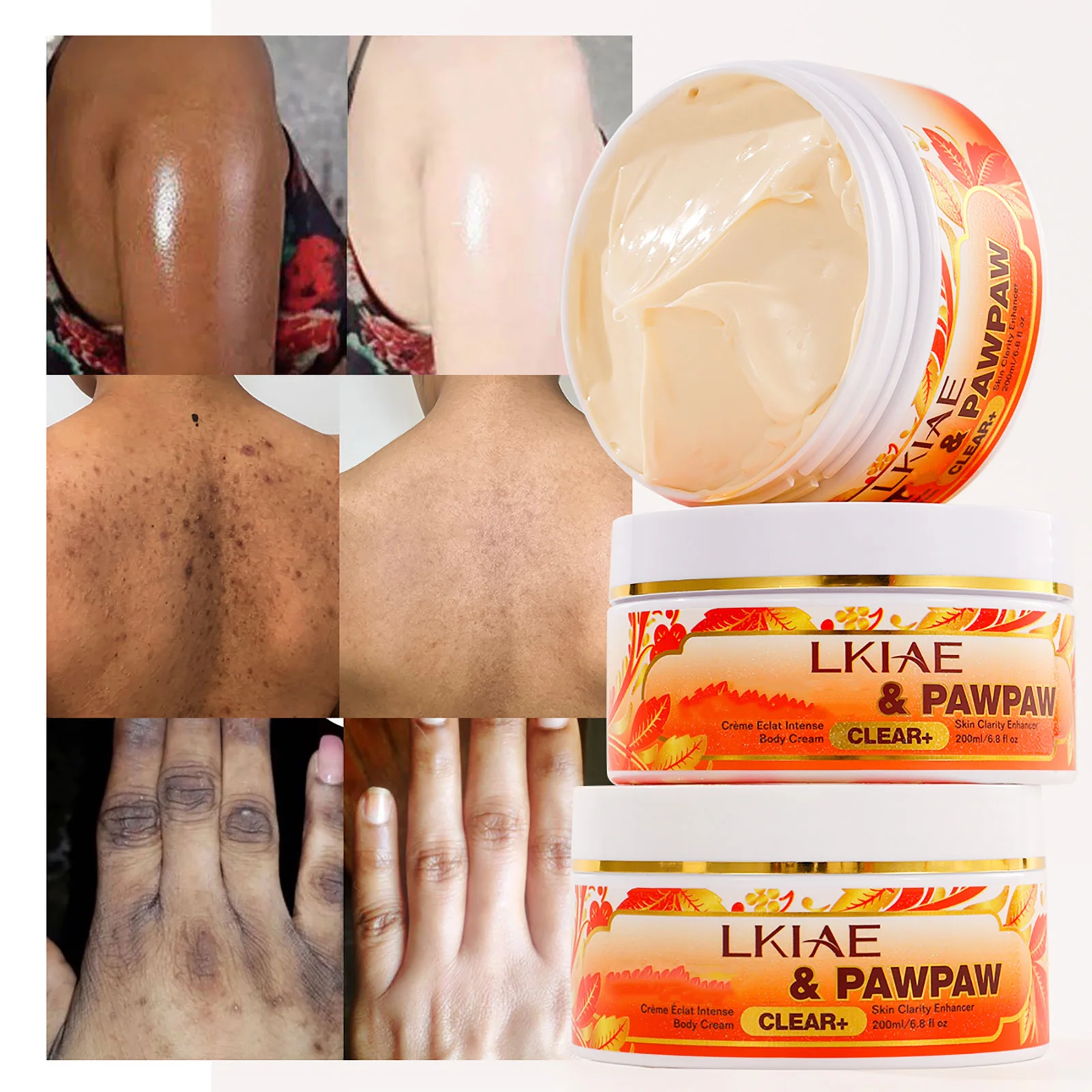 LKIAE Pawpaw Lightening Body Cream, With Carrot Oil, Deeply Moisturizing, Smooth Skin, Anti Dark Spots, Hyperpigmentation, 200ml