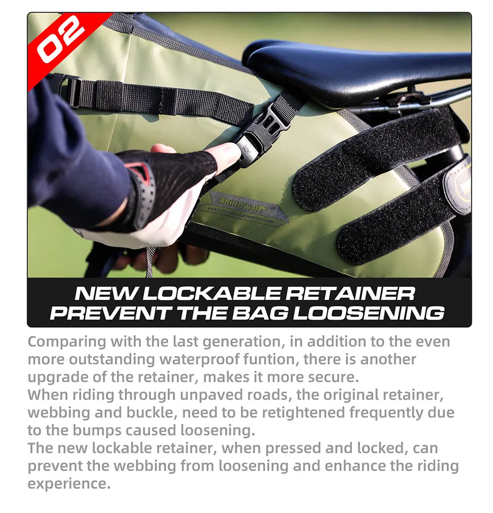 Rhinowalk Bike Bag 100% Waterproof Bicycle Saddle Bag 5L/10L/13L Reflective Foldable Tail Rear Bag MTB Cycling Trunk Pannier