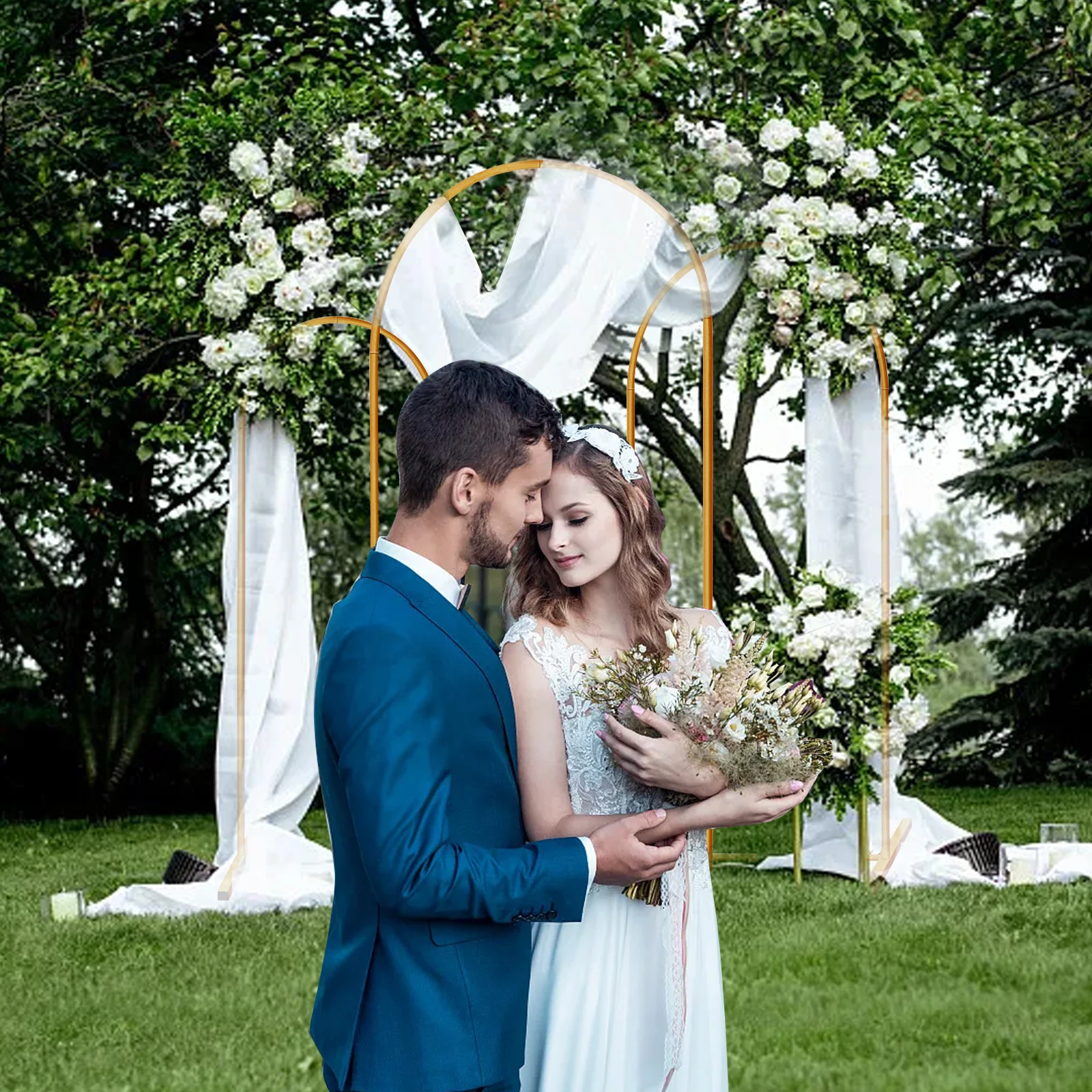 Metal Wedding Arch, Set of 3 Backdrop Stand for Wedding, Bridal, Indoor Outdoor Party Decoration