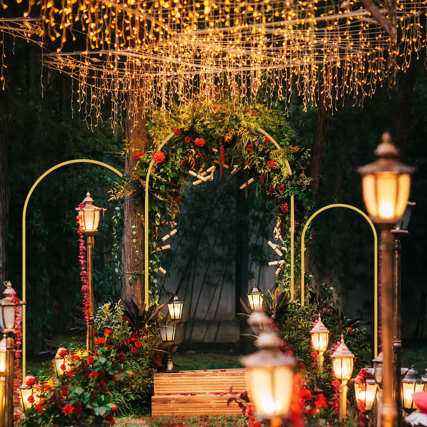 Metal Wedding Arch, Set of 3 Backdrop Stand for Wedding, Bridal, Indoor Outdoor Party Decoration