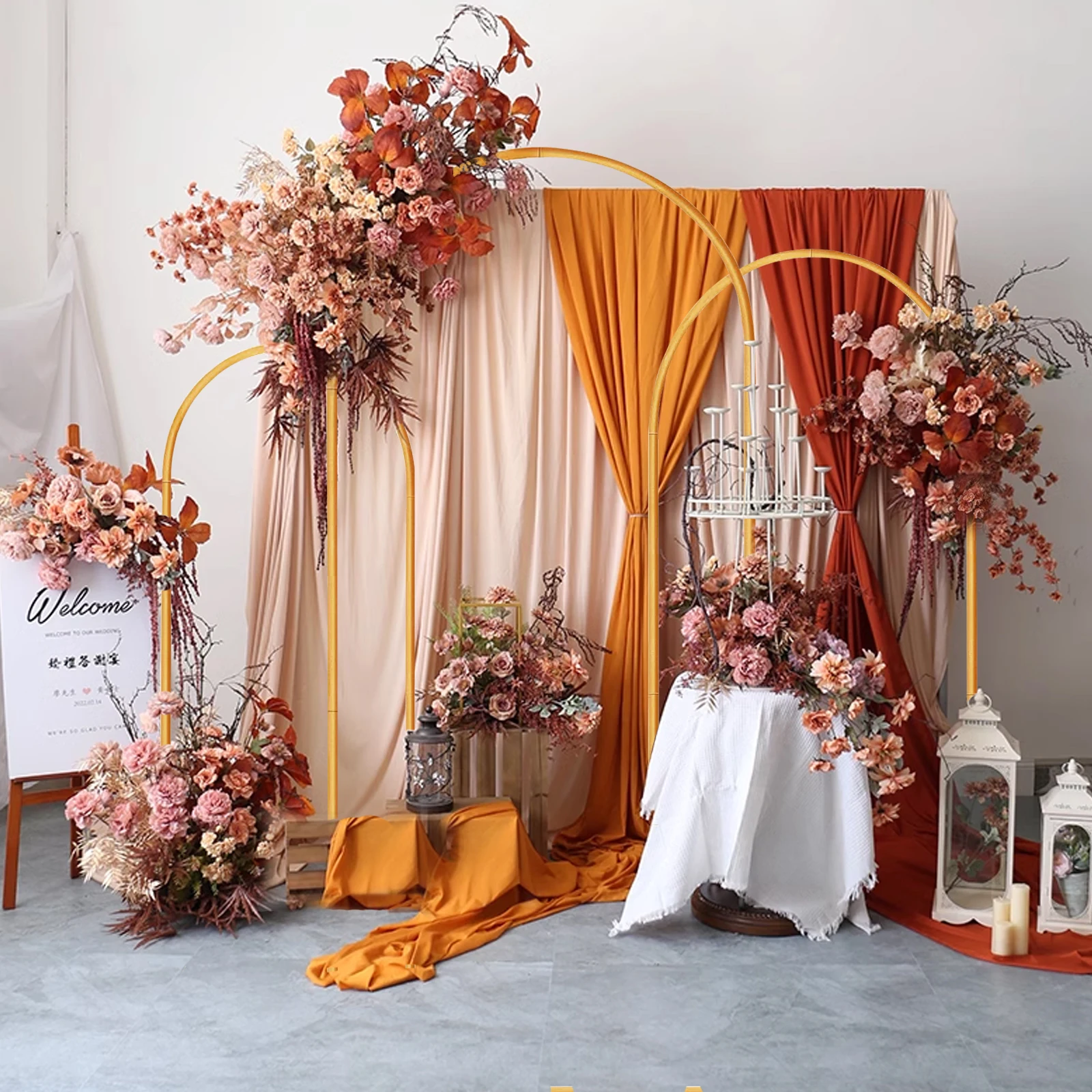 Metal Wedding Arch, Set of 3 Backdrop Stand for Wedding, Bridal, Indoor Outdoor Party Decoration