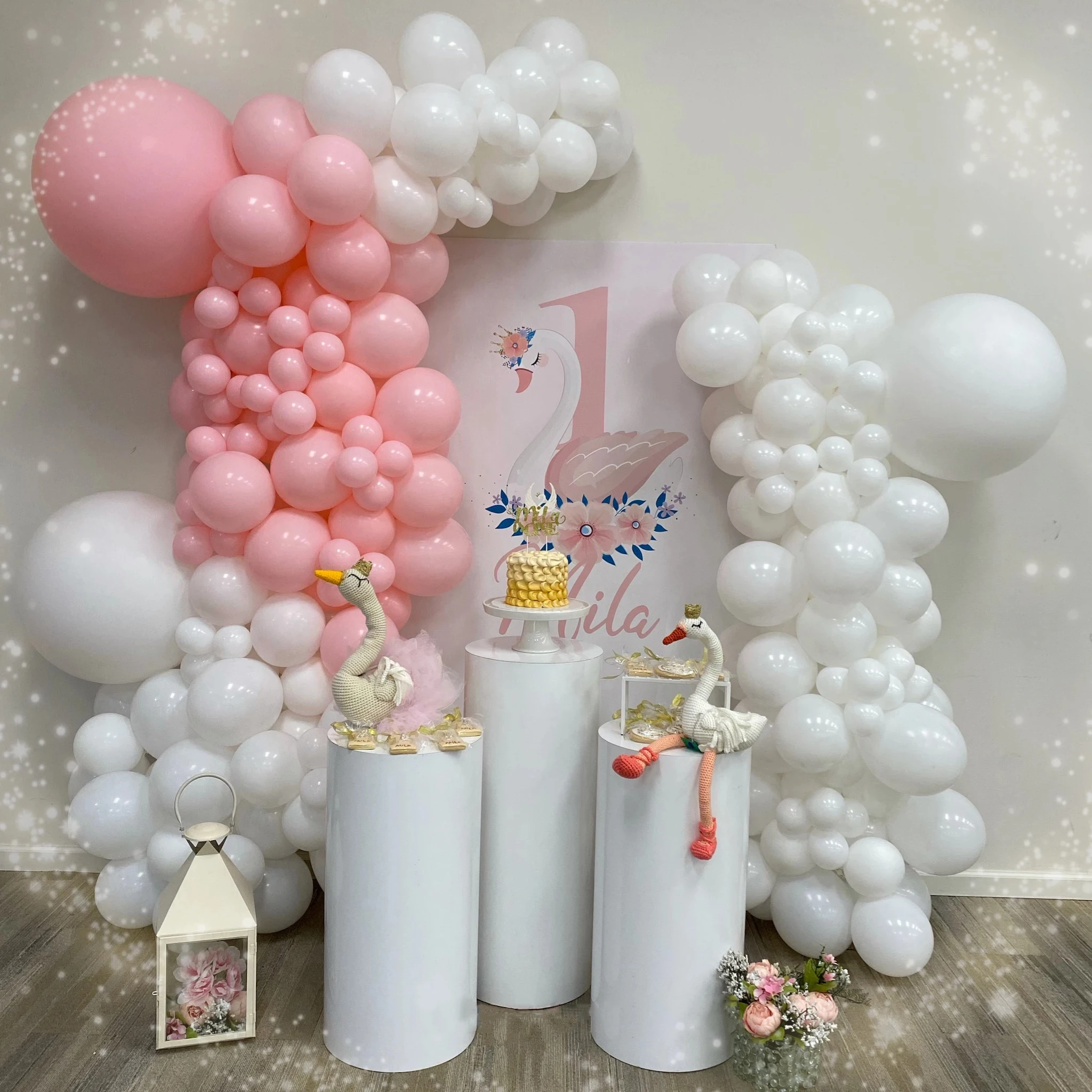 Iron Cylinder Circular Column for Wedding Decoration, Flower Stand Display, Party Cake Pedestal, White and Gold