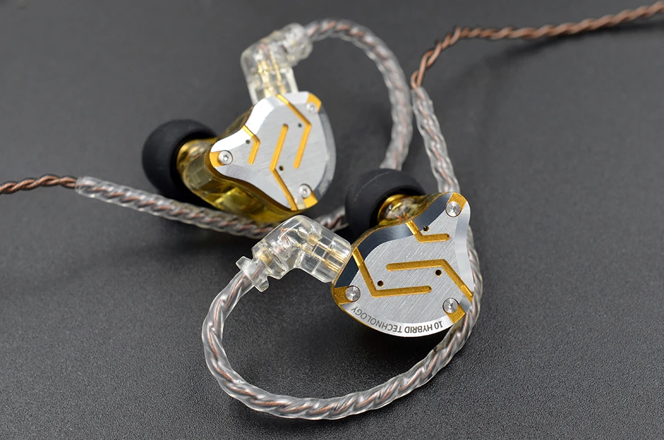 KZ ZS10 Pro Gold Earphones 4BA+1DD Hybrid 10 drivers HIFI Bass Earbuds In Ear Monitor Headphones Noise Cancelling Metal Headset