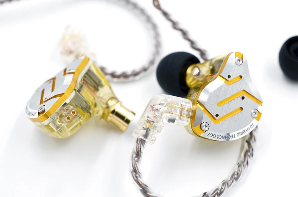 KZ ZS10 Pro Gold Earphones 4BA+1DD Hybrid 10 drivers HIFI Bass Earbuds In Ear Monitor Headphones Noise Cancelling Metal Headset