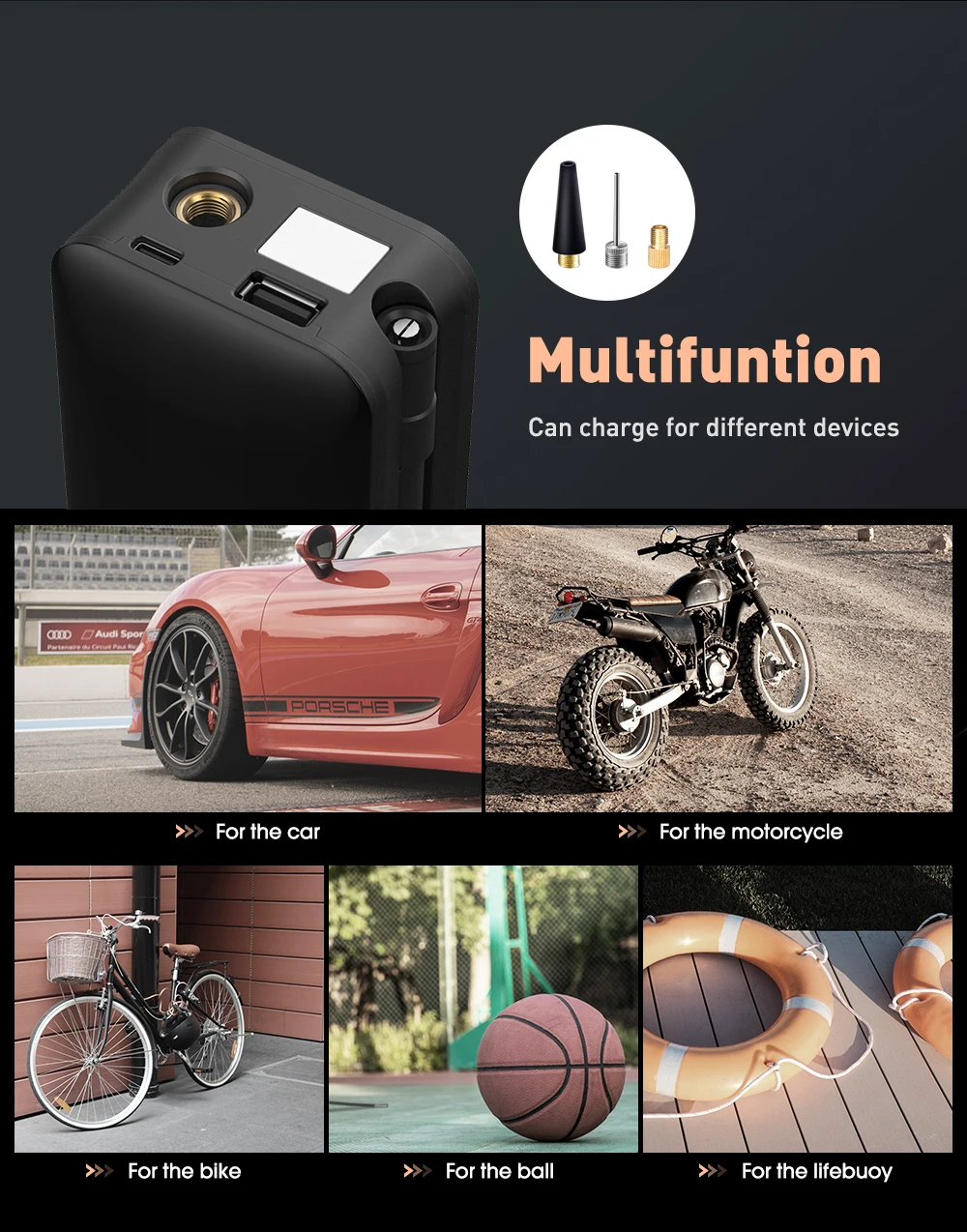 Carsun Air Compressor 12v Air Pump For Car Portable Tyre Inflator Electric Motorcycle Pump Air Compressor For Car Bicycle