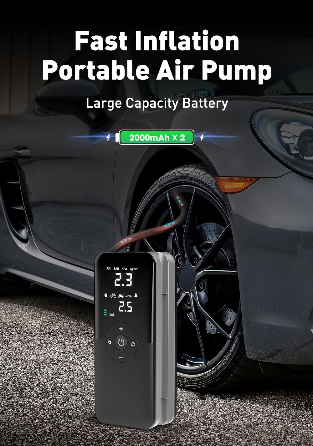 Carsun Air Compressor 12v Air Pump For Car Portable Tyre Inflator Electric Motorcycle Pump Air Compressor For Car Bicycle