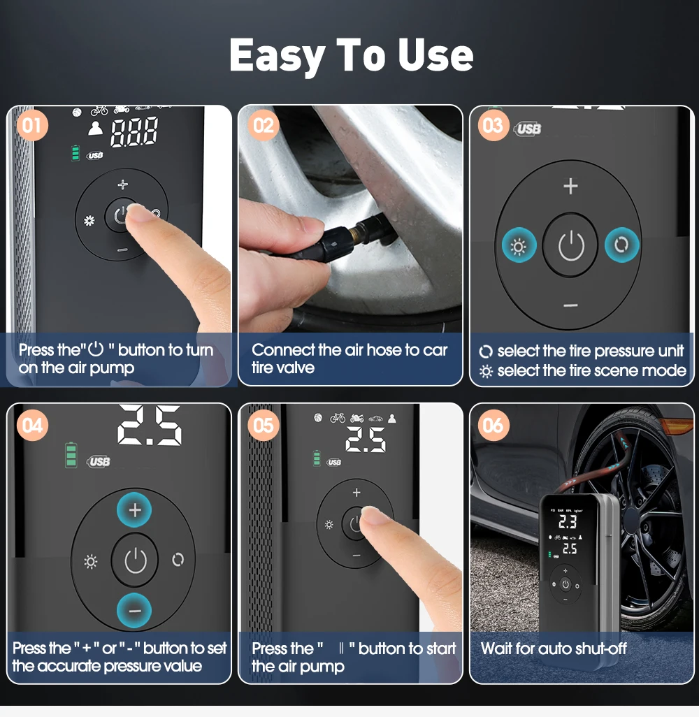 Carsun Air Compressor 12v Air Pump For Car Portable Tyre Inflator Electric Motorcycle Pump Air Compressor For Car Bicycle