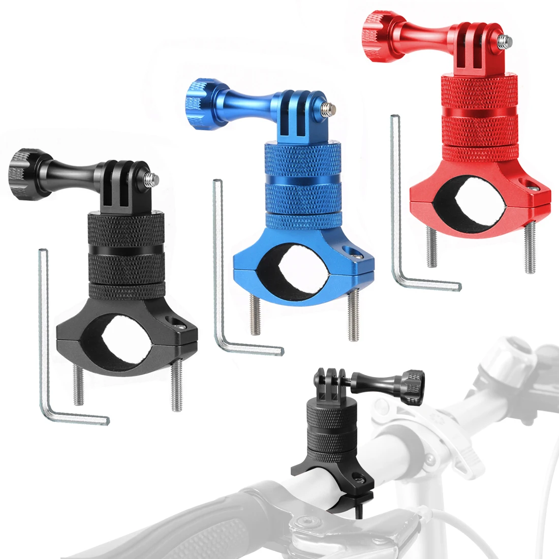 Bike Bicycle Camera Holder 360 Swivel Cycling Motorcycle Handlebar Stand Mount Clamp Metal for MTB for Gopro Action Camera Phone