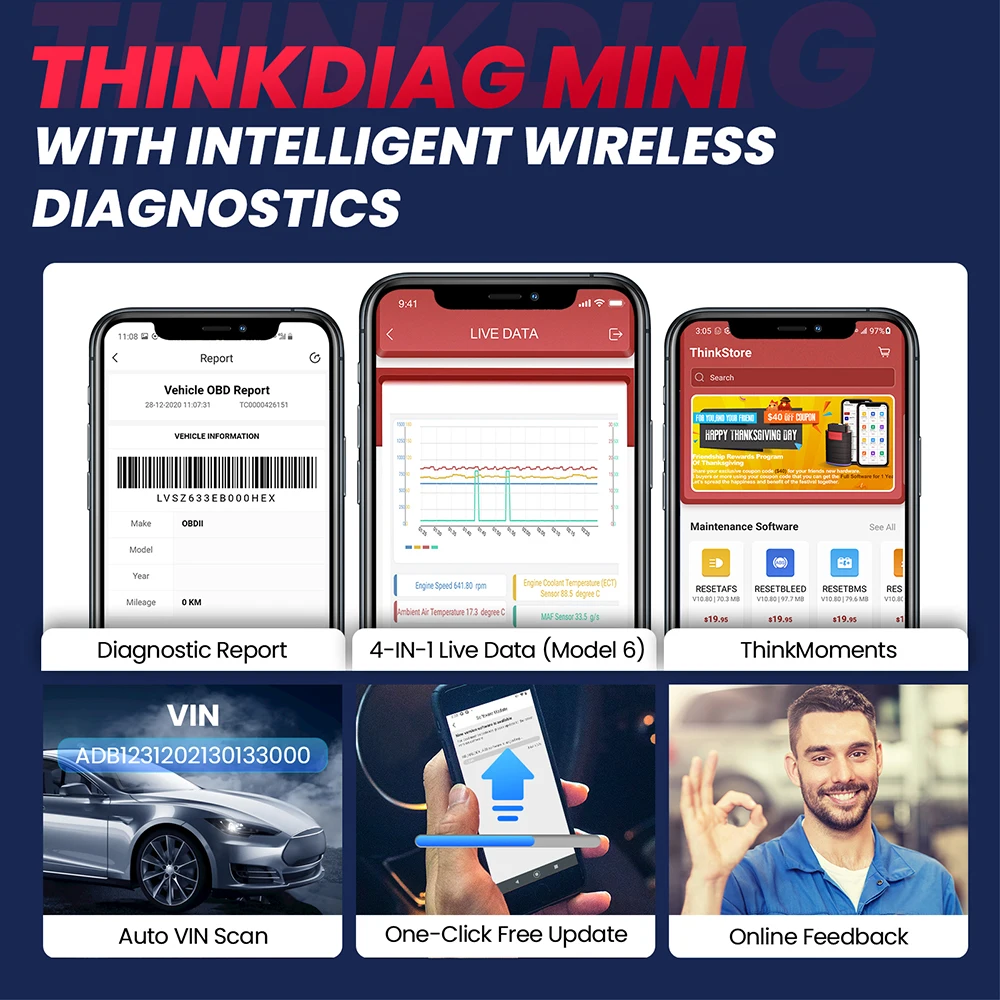 Thinkcar Thinkdiag Mini Car Code Reader Full System Automotive Diagnostic Tools Obd 2 Scanner For Auto Obd2 Diagnost
