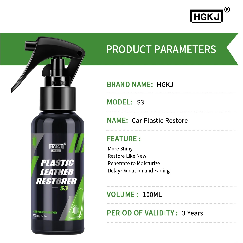 100ml S3 Plastic Restorer Agent Wax Instrument Panel Auto Interior Auto Leather Liquid Wax Polish for Plastic Spray HGKJ