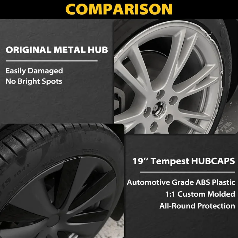 4PCS 19 Inch Hub Cap for Tesla Model Y Wheel Hubcap Performance Replacement Right&Left Wheel Cap Full Rim Cover Accessories 2024