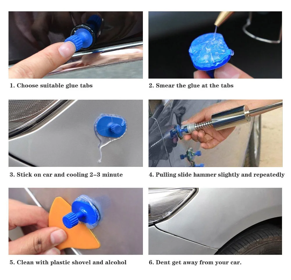 Garage Tool Car Dent Removal Repair Kit Slide Reverse Hammer 18+ Suction Cup Auto Body Paintless Dent Puller Extractor Tool
