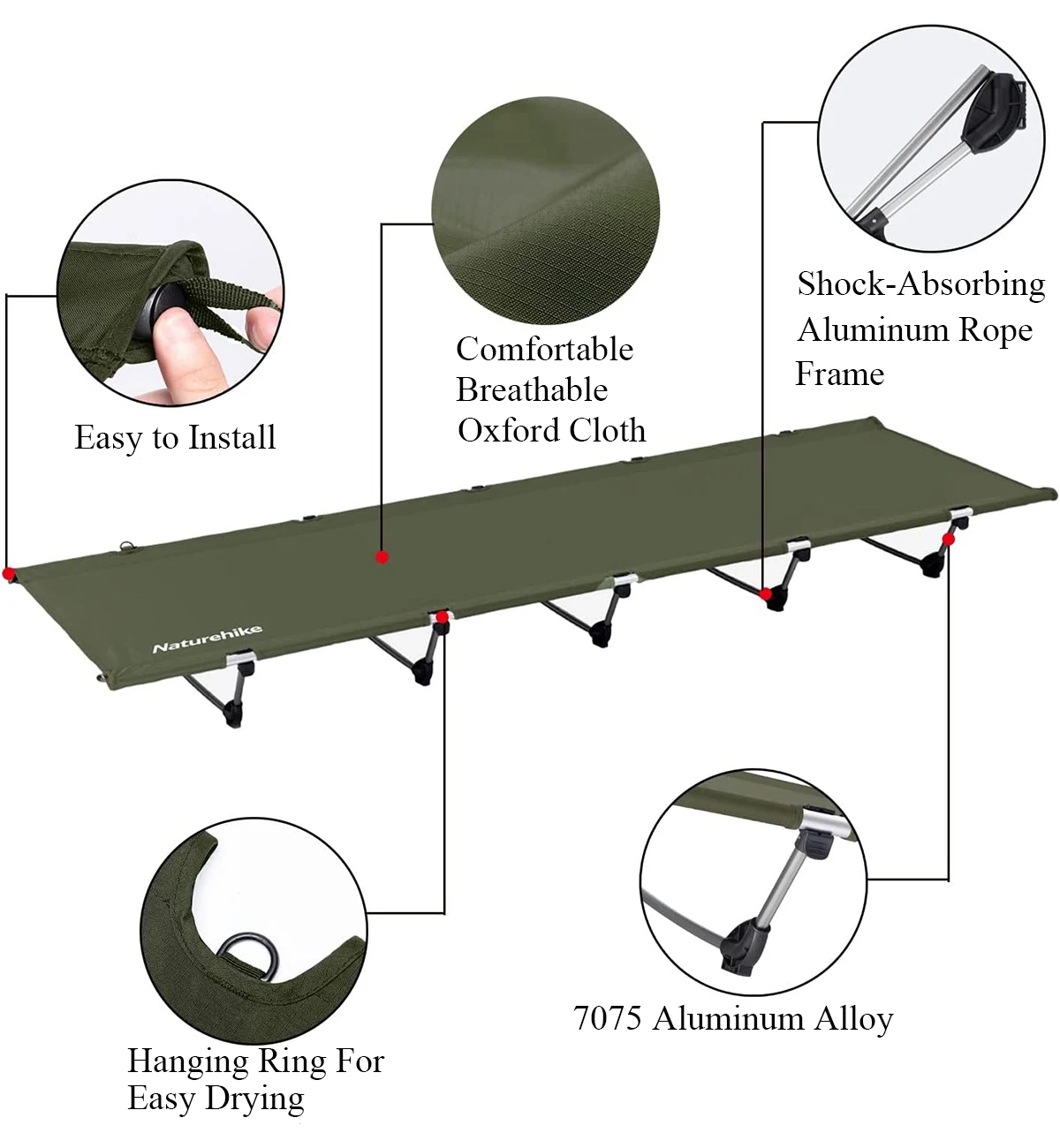 Naturehike Xjc05 Folding Bed Compact Ultralight Camping Bed Fishing Beach Travel Bed Outdoor Sleeping Cots Portable Camping Cot