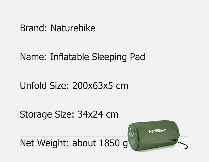 Naturehike Self-inflating Mattress D03 Inflatable Mattress 5CM Air Mattress Tourist Foam Sleeping Mat Camping Mat Tent Mattress