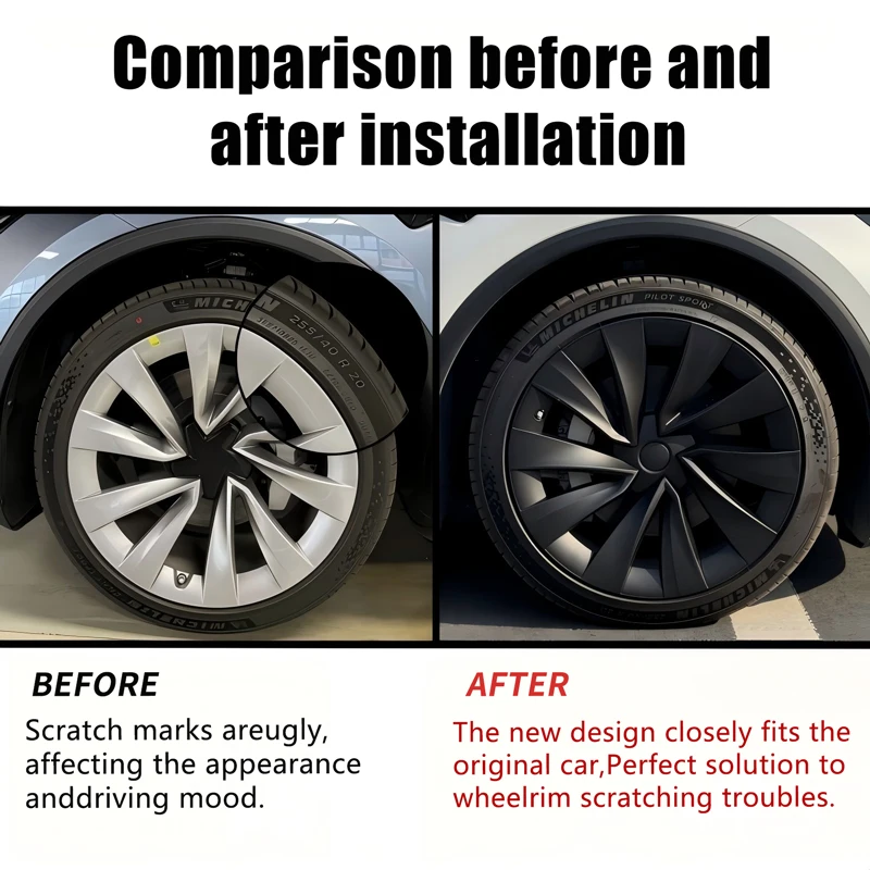 4PCS Wheel Cover 20 Inch for Tesla 2025 Model Y Juniper Performance Replacement Helix 2.0 Automobile HubCap Full Rim Accessories