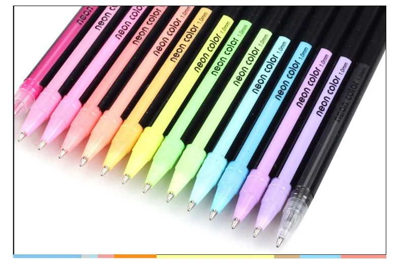 48pcs Colors Glitter Sketch Drawing Color Pen Markers Gel Pens Set Refill Rollerball Pastel Neon Marker Office School Stationery