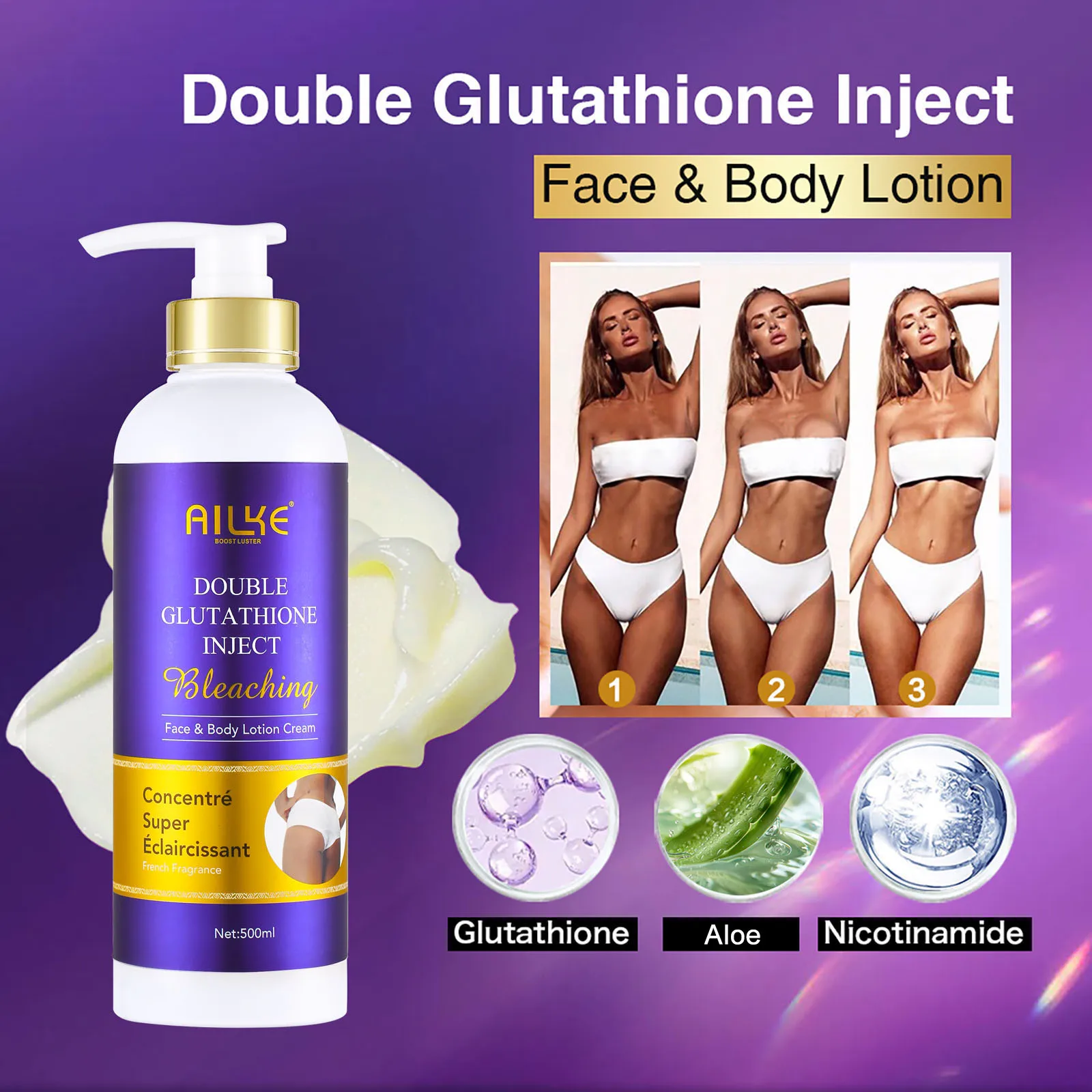 AILKE Double Glutathione Whitening Kit for Women, Hydration, Anti Dark Spots, Freckles, Hyperpigmentation, Even Skin Tone Set