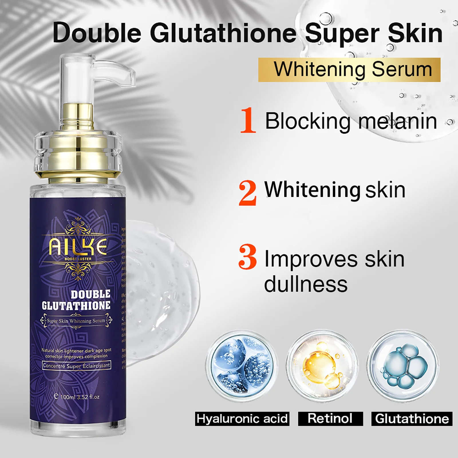 AILKE Double Glutathione Whitening Kit for Women, Hydration, Anti Dark Spots, Freckles, Hyperpigmentation, Even Skin Tone Set