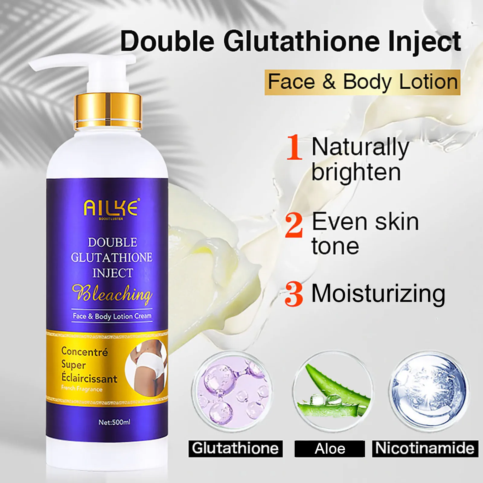 AILKE Double Glutathione Whitening Kit for Women, Hydration, Anti Dark Spots, Freckles, Hyperpigmentation, Even Skin Tone Set
