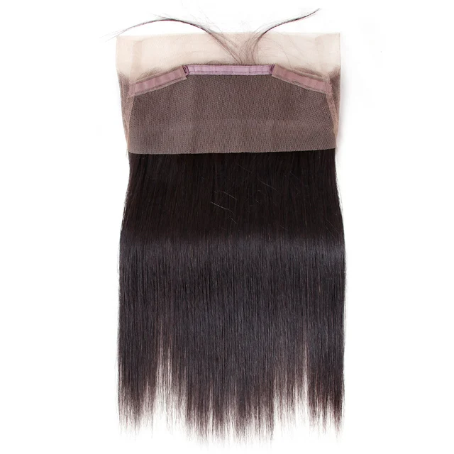 360 Lace Frontal Only Brazilian Body Wave Human Hair Straight Pre-plucked Transparent Lace Closure Only Natural Color Remy Hair