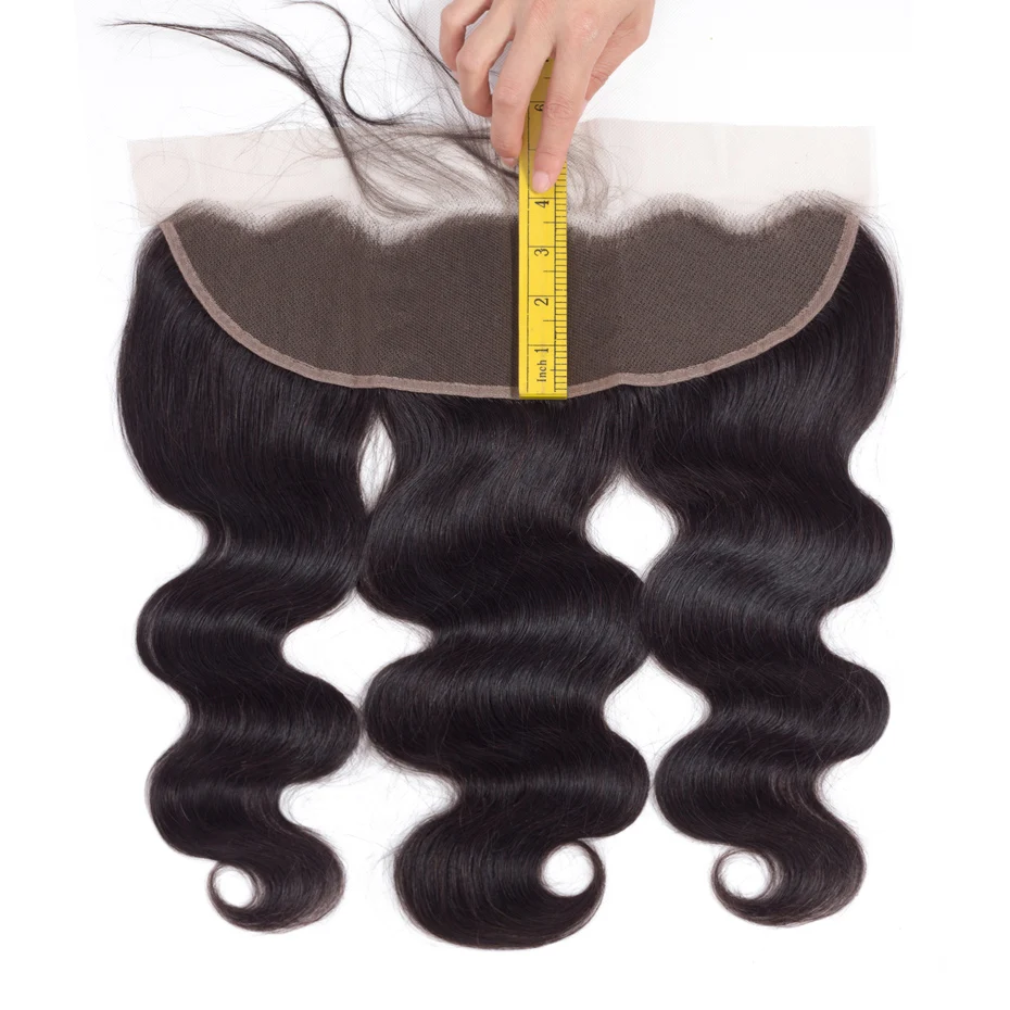 360 Lace Frontal Only Brazilian Body Wave Human Hair Straight Pre-plucked Transparent Lace Closure Only Natural Color Remy Hair