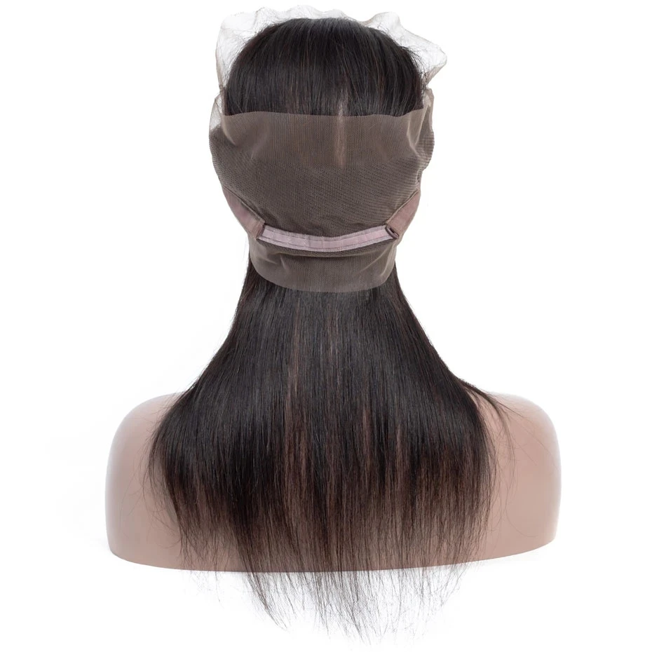 360 Lace Frontal Only Brazilian Body Wave Human Hair Straight Pre-plucked Transparent Lace Closure Only Natural Color Remy Hair
