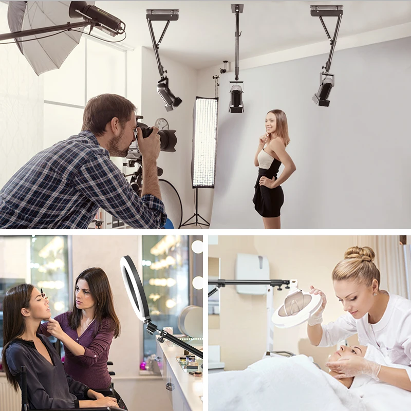 Photography Wall Mount Boom Arm for Ring Light Triangle Stand Flexible Wall Mounted Tripod of Softbox Umbrella,137/175cm
