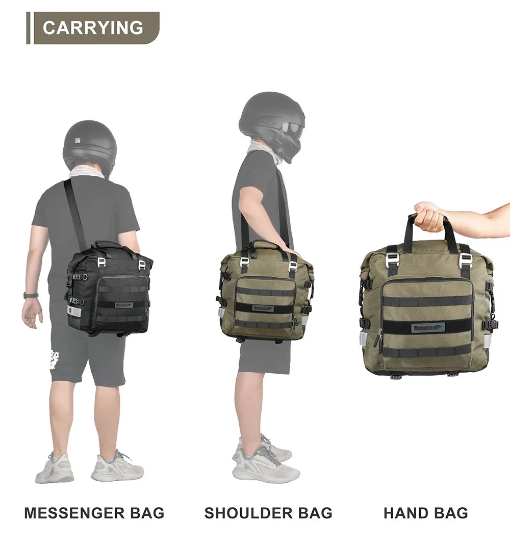 Rhinowalk Motorcycle SaddleBag Universal 20L-30L Motorbike Side Bag 100% Waterproof Removable Inner Bag Travel Luggage Accessory