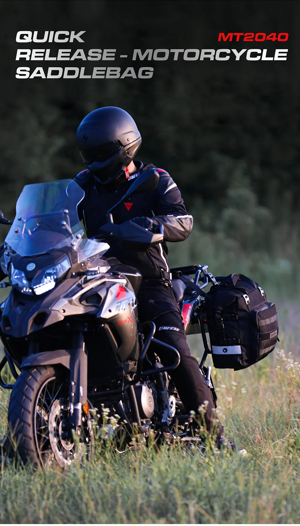 Rhinowalk Motorcycle SaddleBag Universal 20L-30L Motorbike Side Bag 100% Waterproof Removable Inner Bag Travel Luggage Accessory