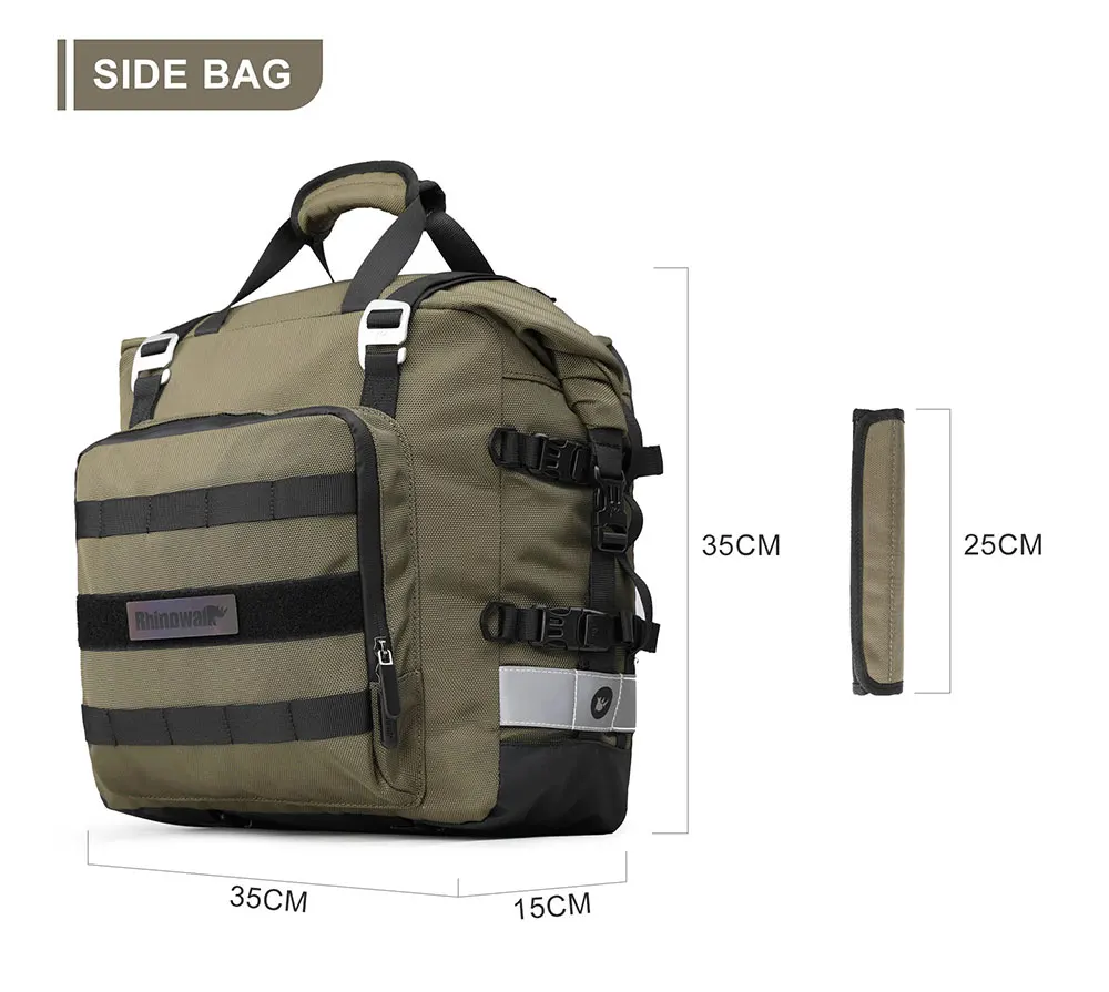 Rhinowalk Motorcycle SaddleBag Universal 20L-30L Motorbike Side Bag 100% Waterproof Removable Inner Bag Travel Luggage Accessory