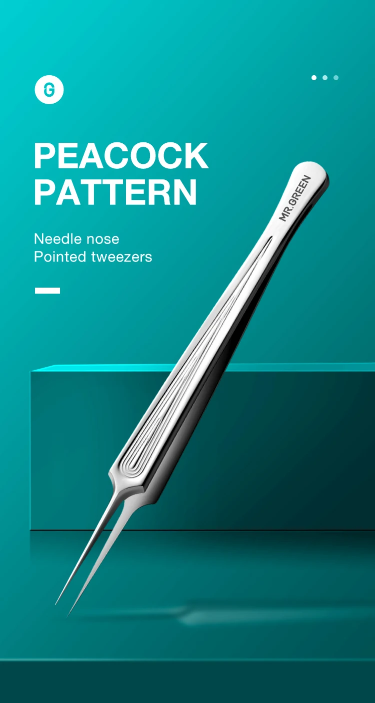 MR.GREEN Ingrown Hair Tweezers Needle Nose Pointed Tips Eyebrows Tweezers For Splinters Blackhead Removal Acne Clip Extractor