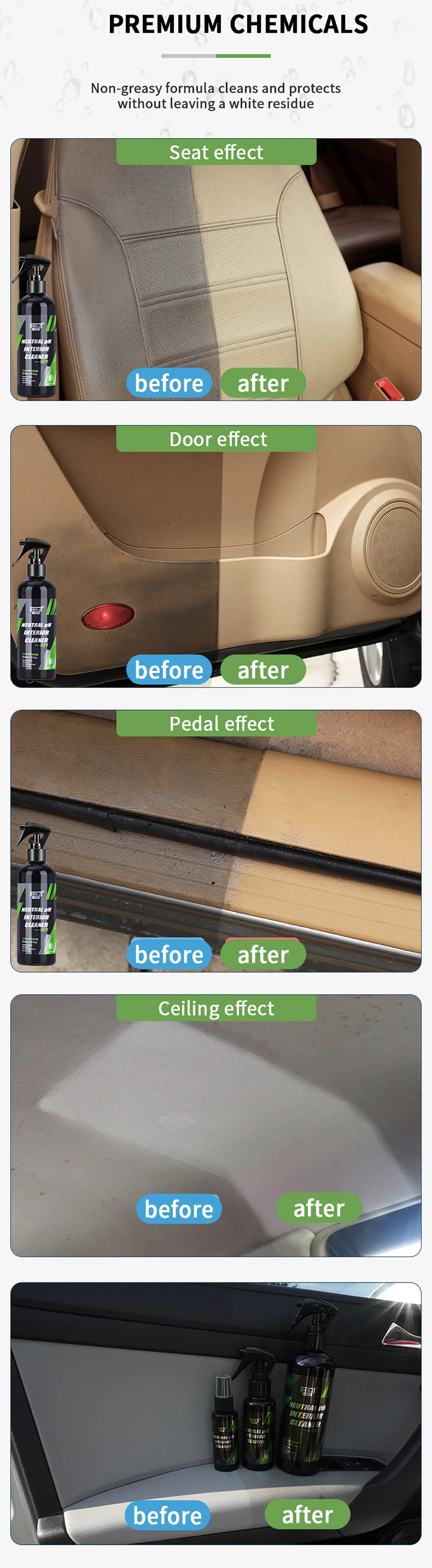 HGKJ S21 Neutral pH Car Cleaning Interior Parts Plastic Refreshing Liquid Leather Repair Dry Foam Cleaner Spray Foaming Agent