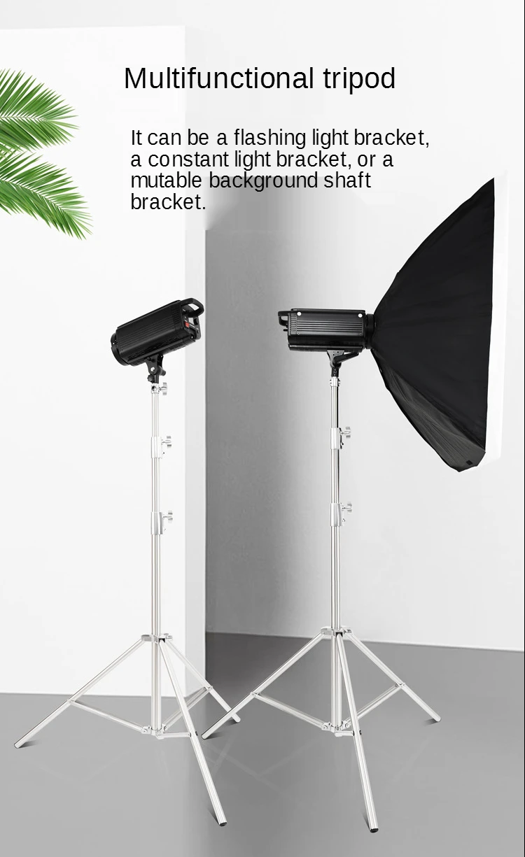 SH New 290cm Stainless Steel Tripod Photography Photo Video Studio Heavy Duty Background Stand For SoftBox LED Light Mobile Live