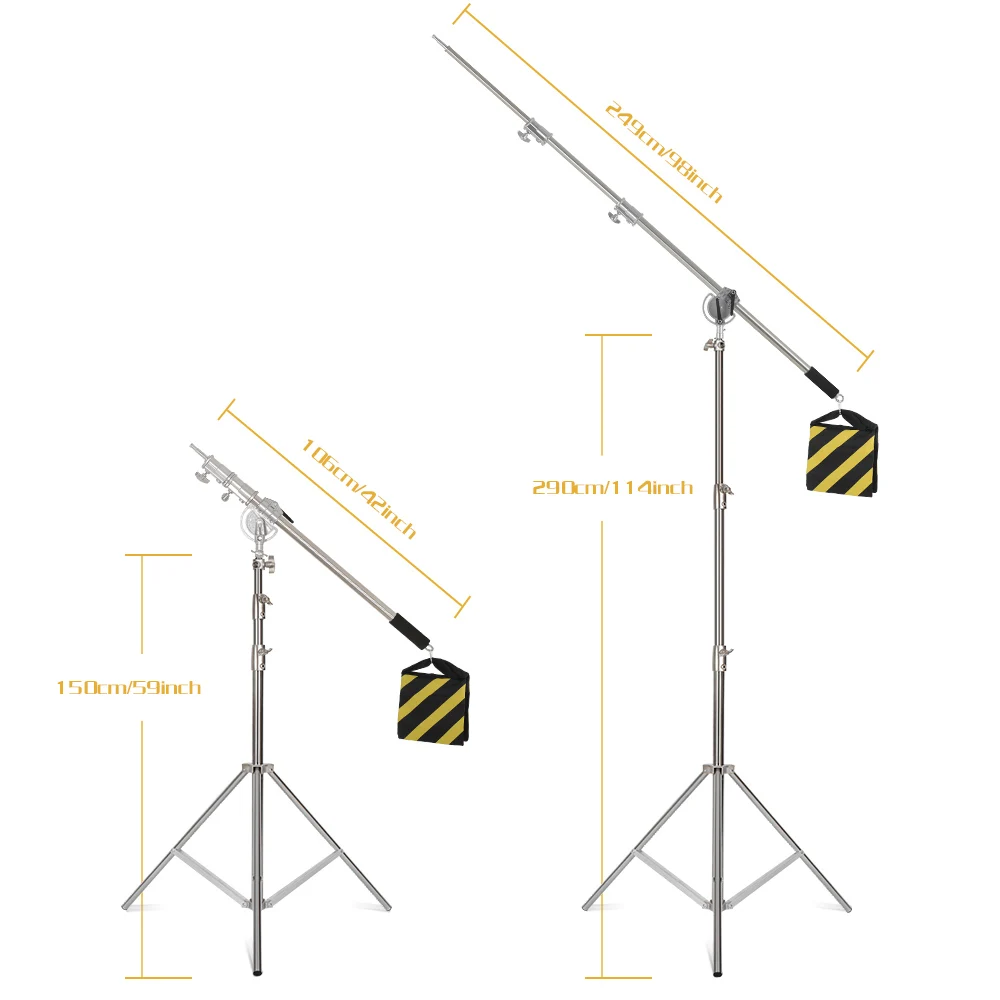 Cross Magic Boom Arm Stainless Steel Kit Aluminum Alloy Light Stand Weight Bag Photo Studio Accessories Extension Rod Big Tripod