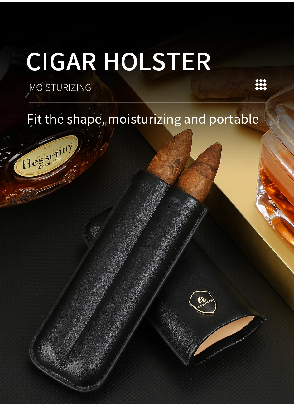 GALINER Luxury Cigar Set Accessories Metal Ashtray Cigar Lighter Butane Gas 2 Fire Lighters W/ Cutter Punch Leather Cigar Case