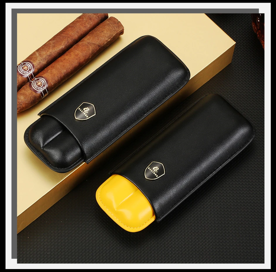 GALINER Luxury Cigar Set Accessories Metal Ashtray Cigar Lighter Butane Gas 2 Fire Lighters W/ Cutter Punch Leather Cigar Case