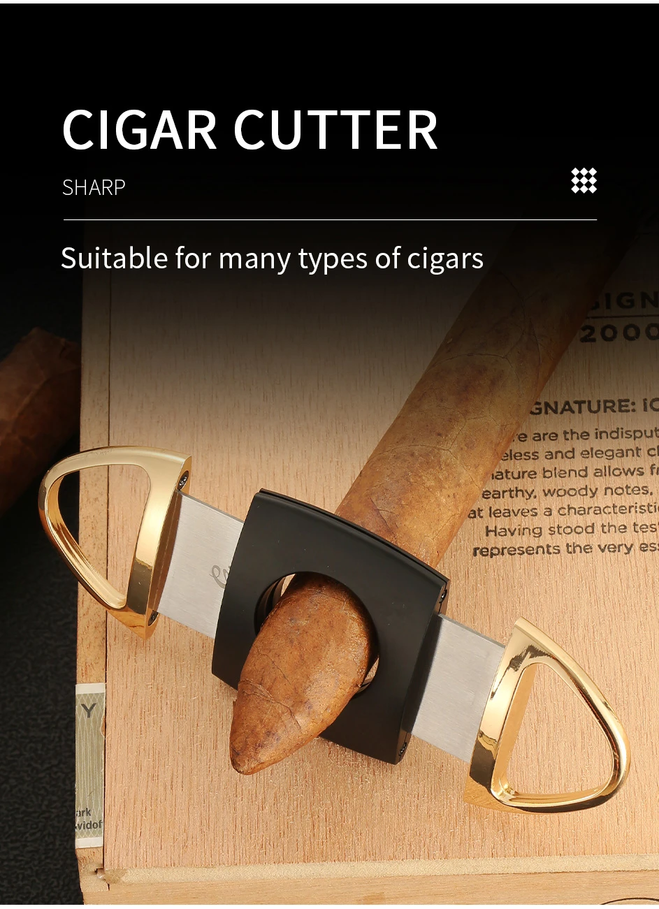 GALINER Luxury Cigar Set Accessories Metal Ashtray Cigar Lighter Butane Gas 2 Fire Lighters W/ Cutter Punch Leather Cigar Case