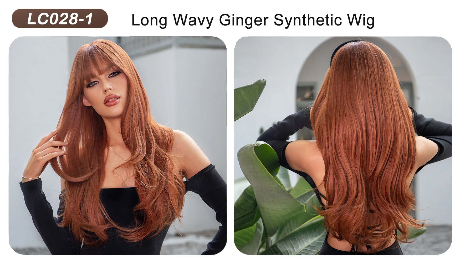 ALAN EATON Ombre Brown Blonde Layered Synthetic Wigs for White Women Shoulder Length Natural Wavy Wigs with Bangs Heat Resistant