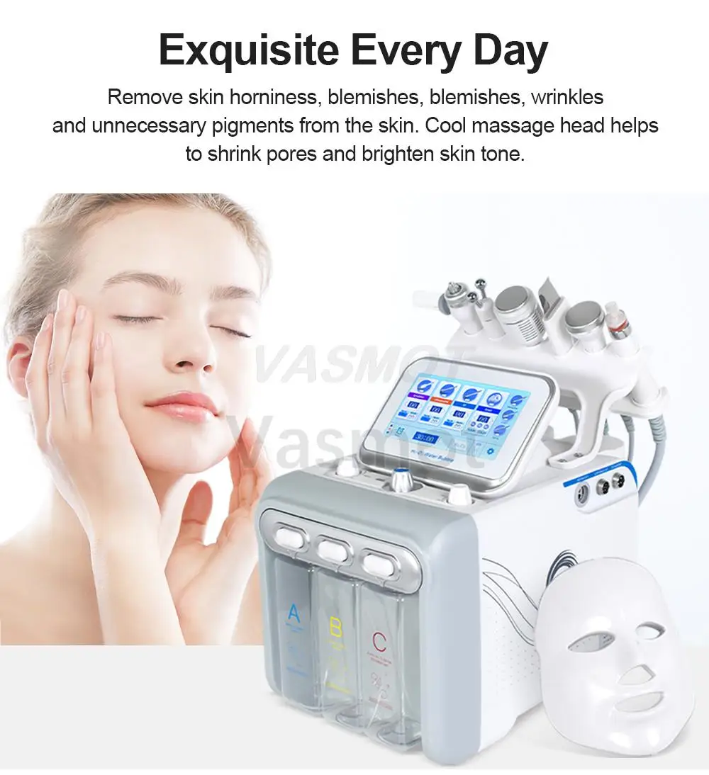 Hydrogen Oxygen Facial Machine With Beauty Salon Trolley Cart RF Lifting Tightening Blackhead Removal Facial Spa Rejuvenation