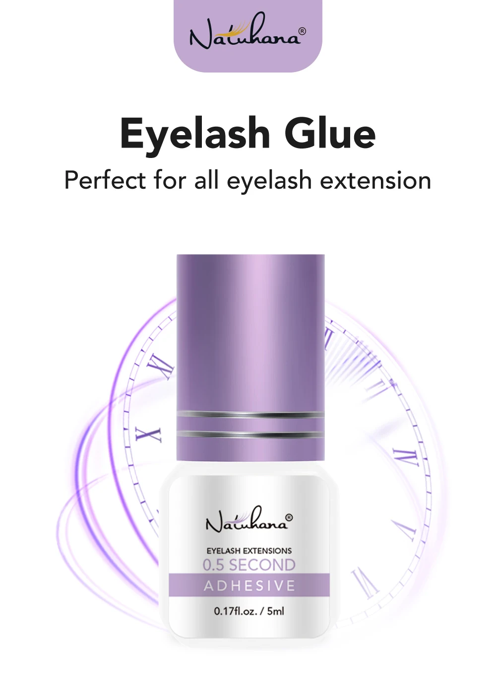 NATUHAHA 5ML Eyelash Glue Wholesale 0.5S Fast Dry Clear Lash Glue Storage False Eyelash Extensions Adhesive for Makeup Tools