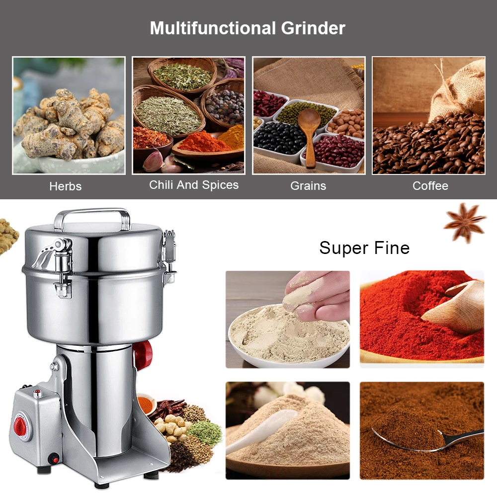 2000g Grains Spices Hebals Cereals Coffee Dry Food Grinder Miller Grinding Machine gristmill home medicine flour powder crusher