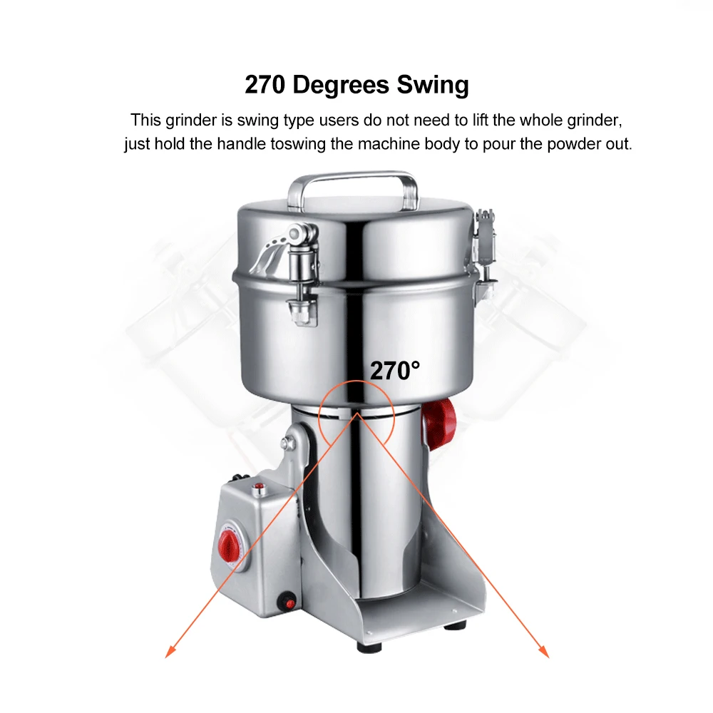 2000g Grains Spices Hebals Cereals Coffee Dry Food Grinder Miller Grinding Machine gristmill home medicine flour powder crusher